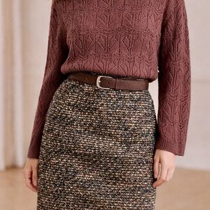 Ann Taylor Tweed Lined Pencil Skirt Size 6 Metallic Ribbed Wool Blend